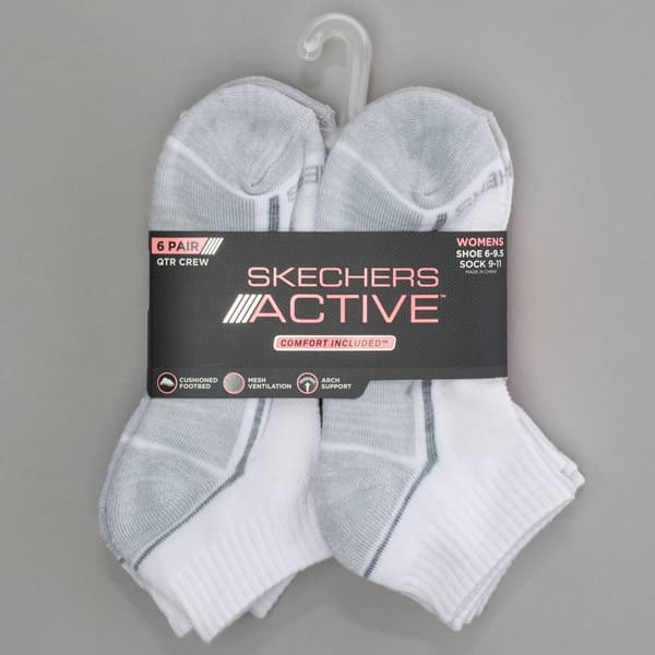 Womens Skechers 6pk. Terry Quarter Crew Socks - image 