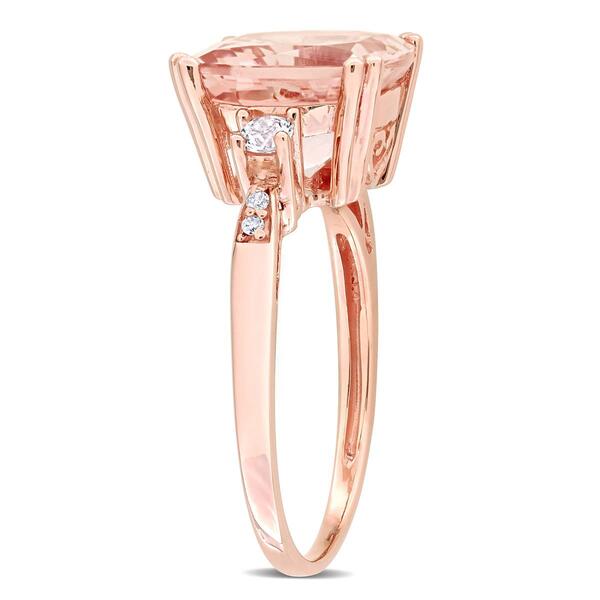Rose Gold White Sapphire & Morganite Cocktail Ring w/ Diamonds