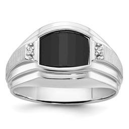 Mens Gentlemens Classics(tm) 14kt. White Gold Onyx & Diamond Ring