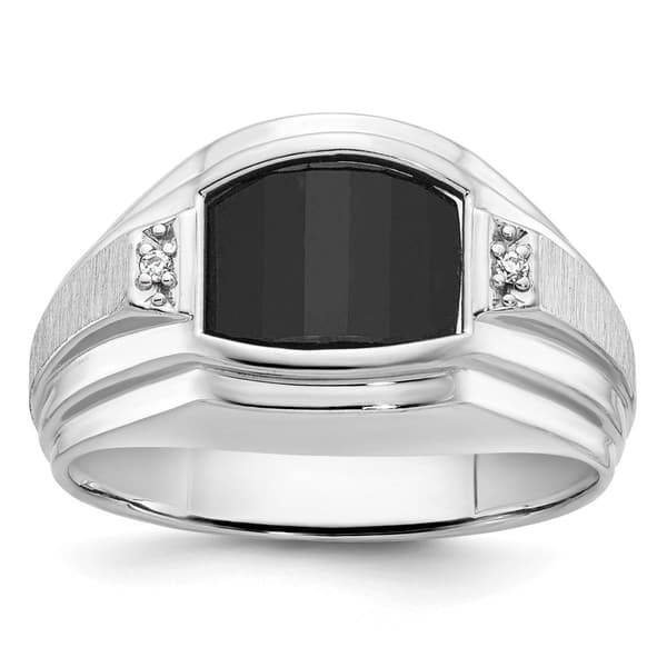 Mens Gentlemens Classics&#40;tm&#41; 14kt. White Gold Onyx & Diamond Ring - image 