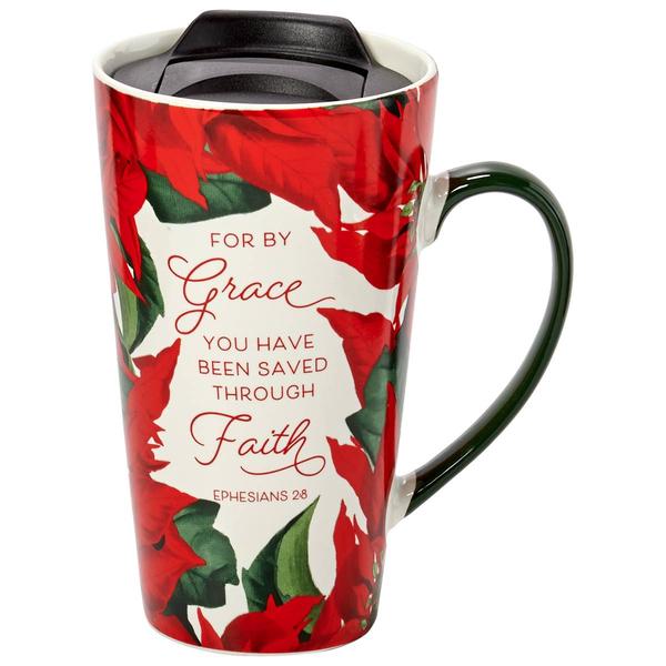 Godinger 18oz. Poinsettia Grace Mug - image 