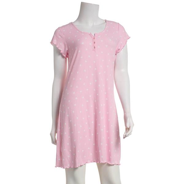 Plus Size Laura Ashley&#40;R&#41; Short Sleeve Poly Rib Hearts Nightshirt - image 