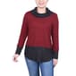 Womens NY Collection 2-Tone Long Sleeve Cowl Neck Pullover Top - image 1