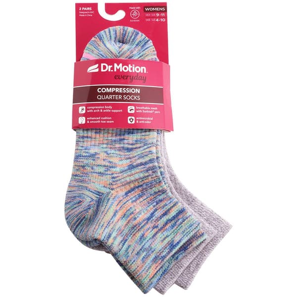 Womens Dr. Motion 2pk Space Dye Compression Quarter Socks Boscov's