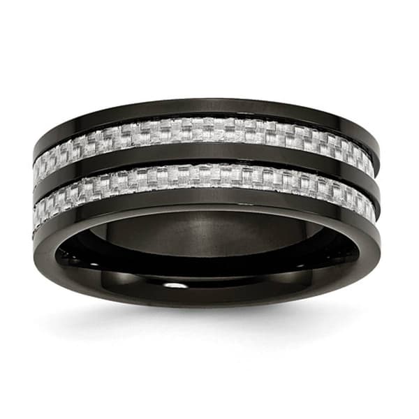 Mens Gentlemen's Classics&#40;tm&#41; Black IP-Plated & Grey Inlay Band - image 