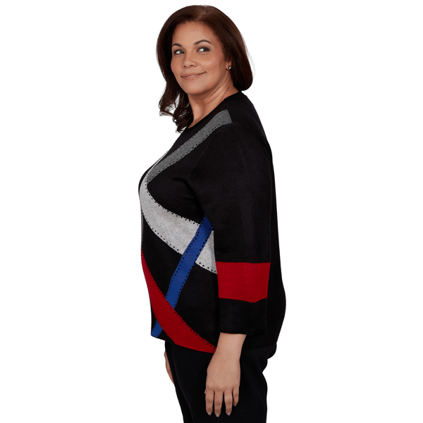 Plus Size Alfred Dunner Dinner Theater Color Block Sweater