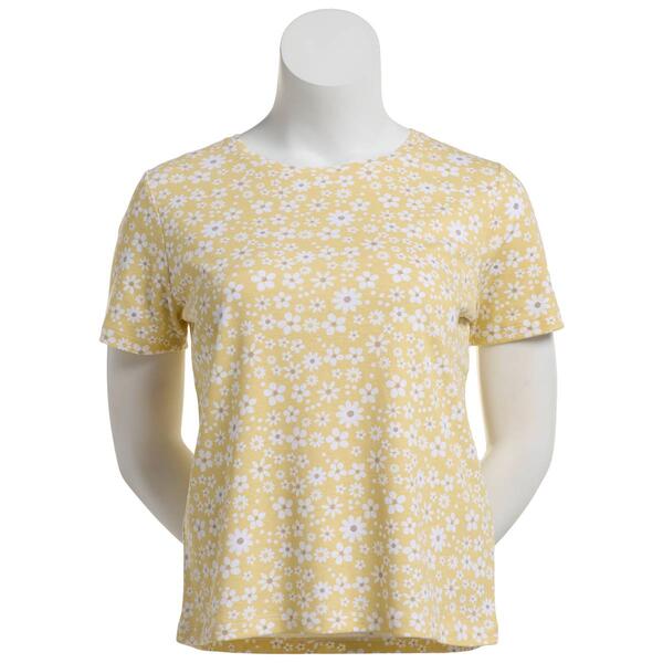 Womens Hasting & Smith Short Sleeve Crew Neck Daisy Tee - image 