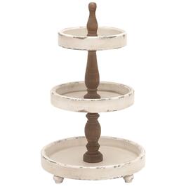 9th &amp; Pike(R) 3 Tier White Round Events Serving Tray