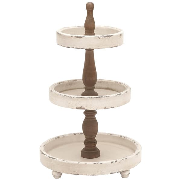9th &amp; Pike(R) 3 Tier White Round Events Serving Tray - image 