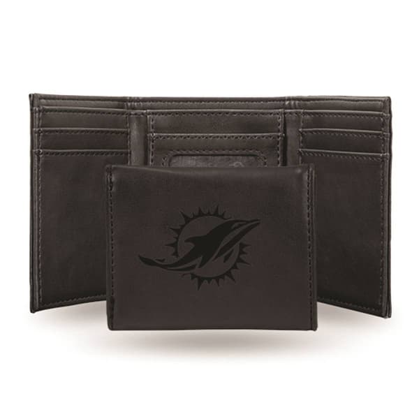 Mens NFL Miami Dolphins Faux Leather Trifold Wallet