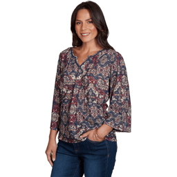 Womens Ruby Rd. English Countryside Patchwork Medallion Blouse