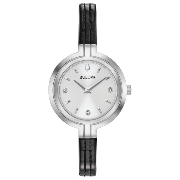 Womens Bulova Rhapsody Diamond Accent Black Leather Watch- 96P211