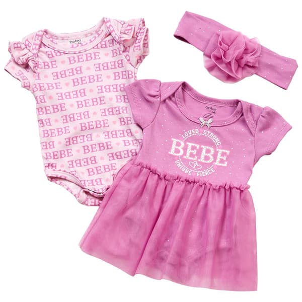 Baby Girl (NB-9M) Bebe 2pk. Short Sleeve Loved Bodysuit Set - image 