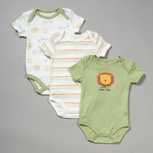 Baby Boy &#40;NB-9M&#41; baby views&#40;R&#41; 3pk. Mane Man Short Sleeve Bodysuits - image 