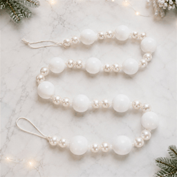 Melrose 32in. White & Pearl Glass Ball Garland