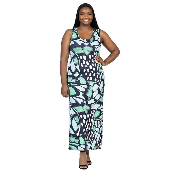 Plus Size 24/7 Comfort Apparel Butterfly Razorback Maxi Dress - image 