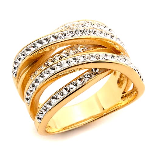 Yellow Flash Plated 5 Row Pave Crystal Wrap Ring