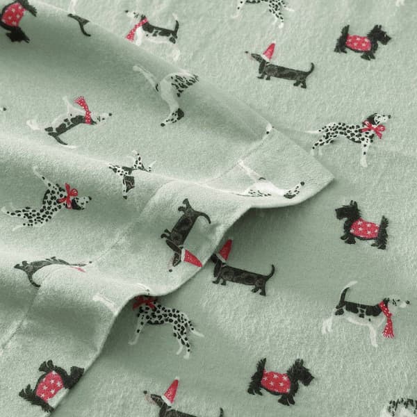 Laura Ashley Holiday Pups Cotton Flannel Sheet Set