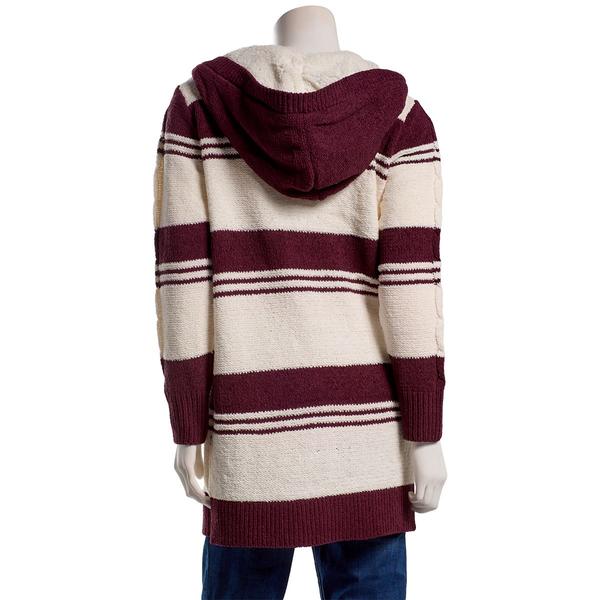 Juniors Derek Heart Matte Chenille Stripe Hoodie Cardigan