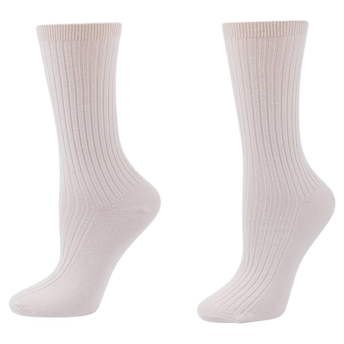 Womens HUE Cotton Rib Crew Socks
