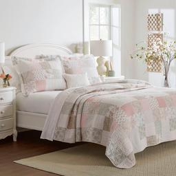Laura Ashley(R) Celipatchwork 136 Thread Count Reversible Quilt Set