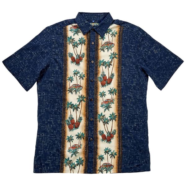 Mens Campia Short Sleeve Pineapple Button Down Shirt - Navy