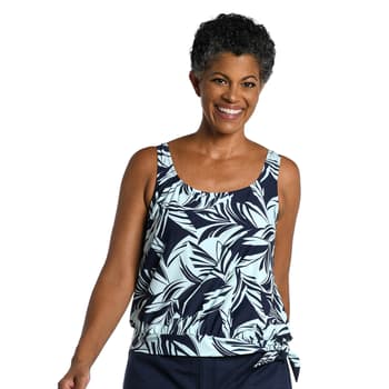Pacific Palms Banded Scoop Blouson Tankini Top