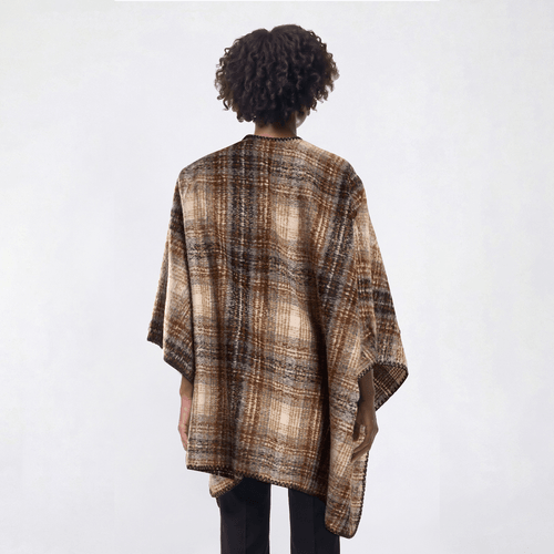 Womens Renshun Plaid Ruana - Tan/Multi