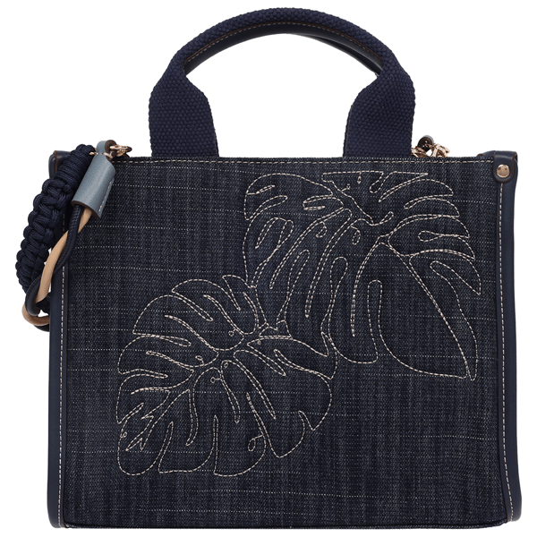 Tommy Bahama Dorothy Embroidered Leaf Medium Denim Tote - image 
