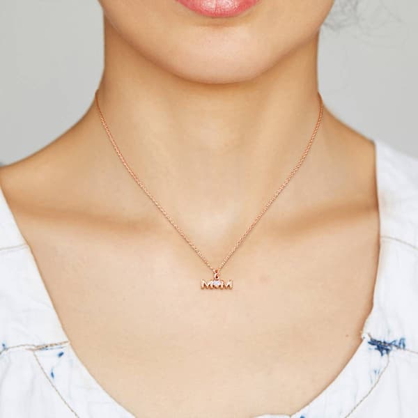 Sophia B Pink Silver 0.03ct. Diamond Accent Mom Chain Necklace