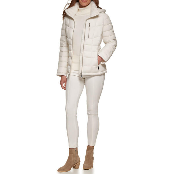 Plus Size Calvin Klein Short Puffer Jacket with Chest Zipper - image 