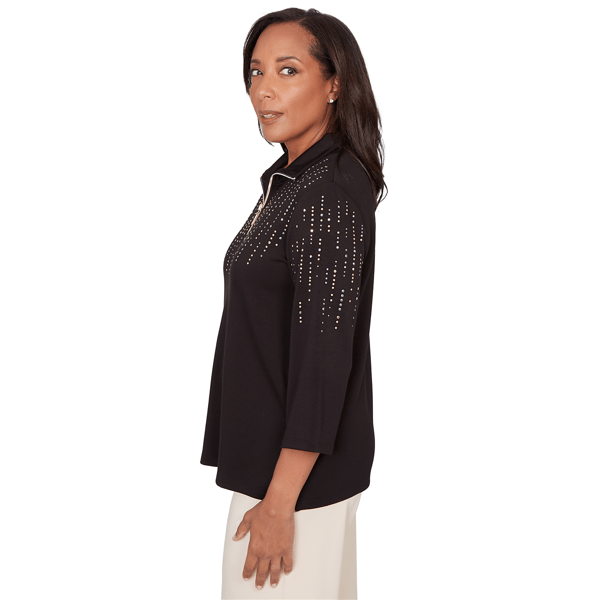 Petite Alfred Dunner Seville Stud Embellishment Blouse