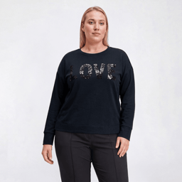 Plus Size Rio & Rian Long Sleeve Sequin Love Sweater