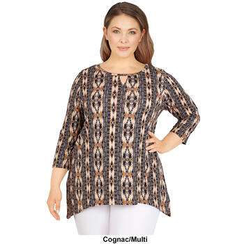 Plus Size Ruby Rd. Must Haves II Jersey Knit Cut-out Ikat Blouse - Boscov's