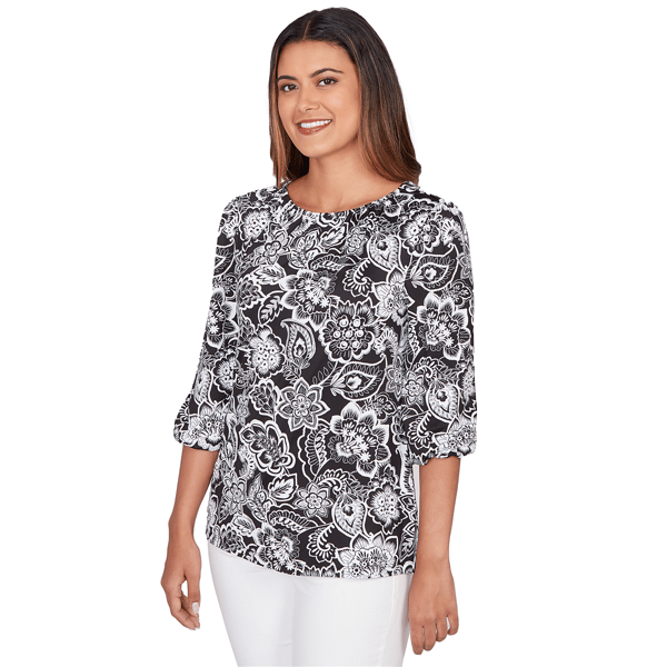 Womens Ruby Rd. California Dreaming 3/4 Sleeve Floral Blouse