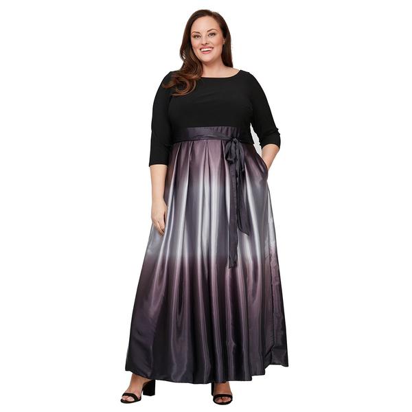 Plus Size SLNY 3/4 Sleeve Ombre Charmuese Gown - image 