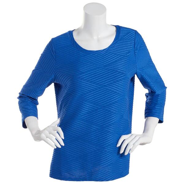 Petite Emily Daniels 3/4 Sleeve Texture Embossed Blouse - image 