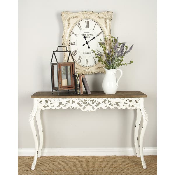9th & Pike® White Wooden Carved Console Table