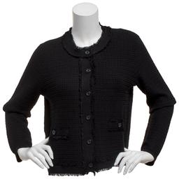 Womens Adrianna Papell Long Sleeve Fray Trim Cardigan