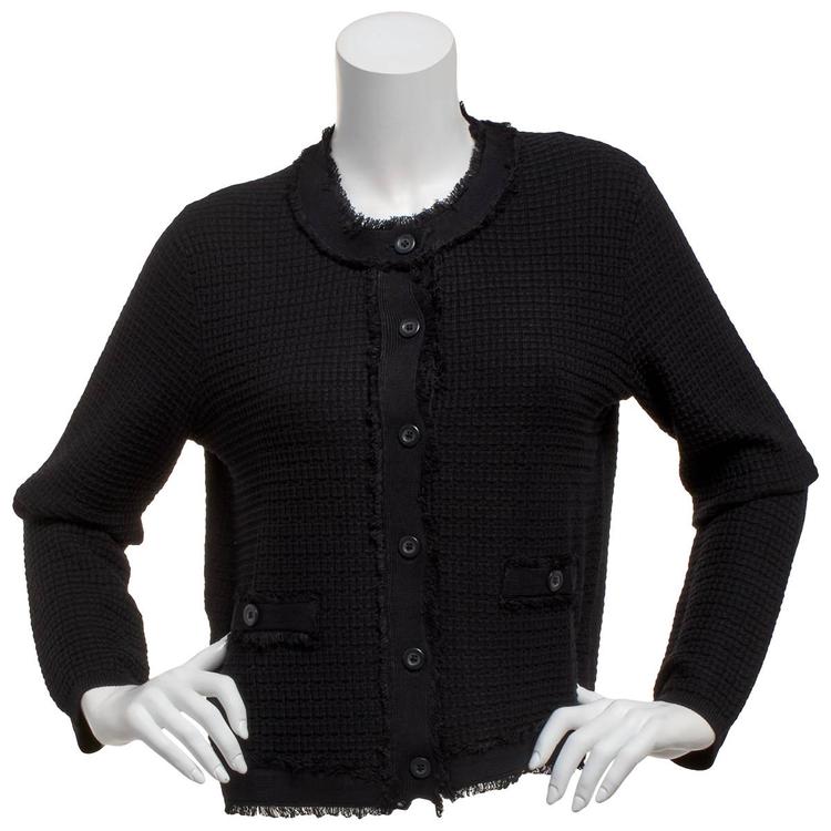Womens Adrianna Papell Long Sleeve Fray Trim Cardigan