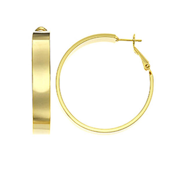 Fine Faux Gold Plated Flat Tube Hoop Earrings - image 