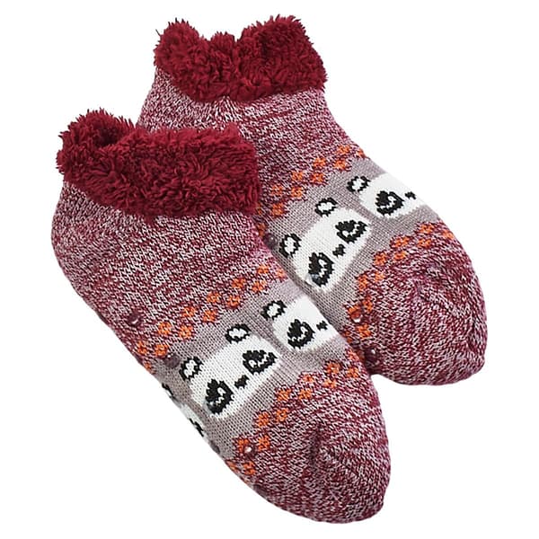 Womens Fuzzy Babba Panda Ankle Slipper Socks - image 