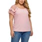 Plus Size NY Collection Double Ruffle Short Lace Sleeve Solid Cr - image 1