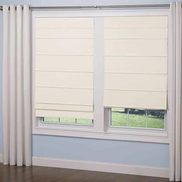5in. Textured Fabric Cordless Roman  Shades - Off White - image 