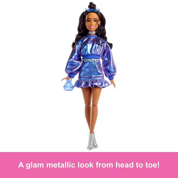 Barbie® Deluxe Style Fashion Doll #7 in Metallic Blue Top & Skirt
