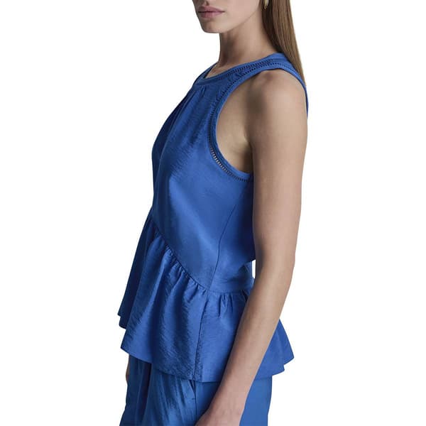 Womens DKNY Sport Sleeveless Ladder Lace Flowy Solid Blouse