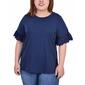 Plus Size NY Collection Ruffle Short Sleeve Scoop Solid Knit Tee - image 1