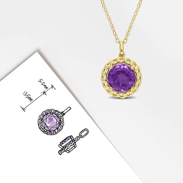 Sophia B 2 1/4ctw. African Amethyst Round Pendant