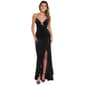 Juniors Crystal Doll Glitter Stretch Velvet Ruffle Sheath Dress - image 1