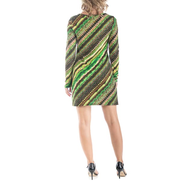 Womens 24/7 Comfort Apparel Striped Long Sleeve A-Line Dress